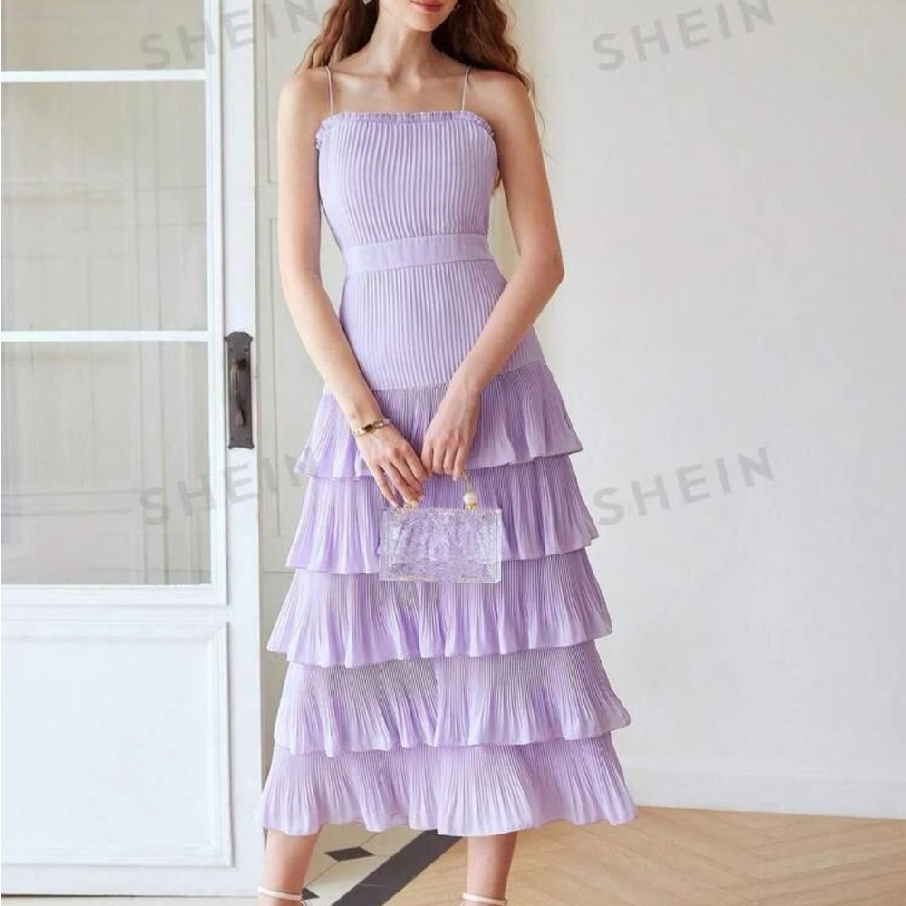 Motf • Pleated Tiered Ruffle Dress